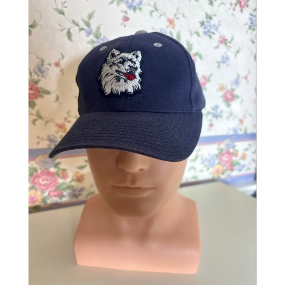 Logo Athletic UConn Huskies Hat Mens Navy Blue Vintage Embroidered Baseball Cap